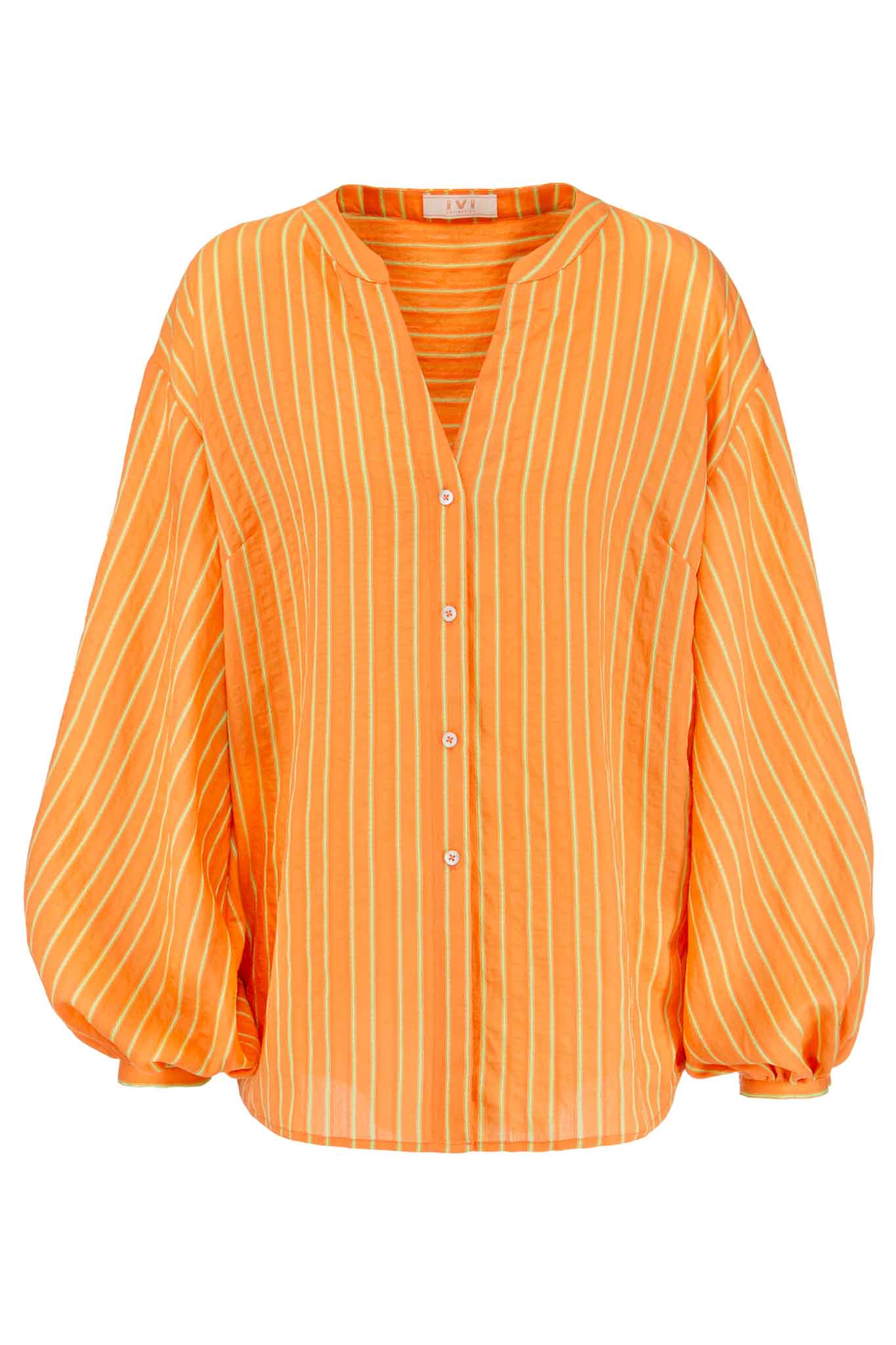IVI Collection Bluse Stripes Mandarin