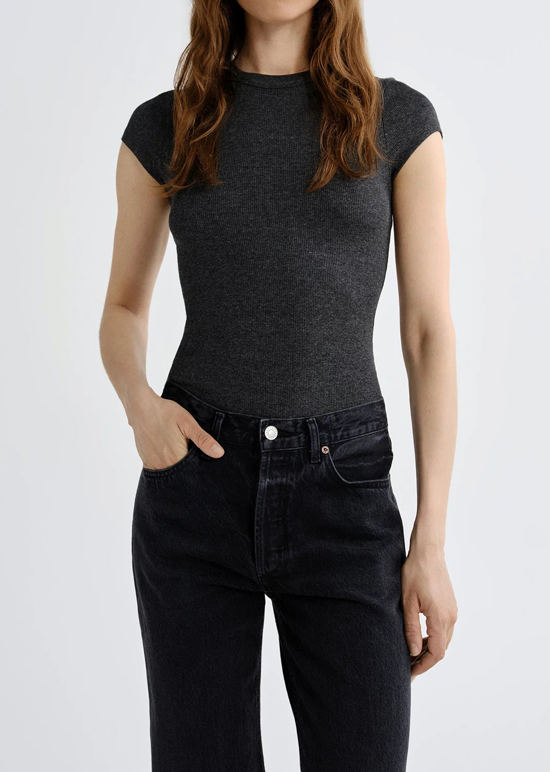 Agolde Tee Edison Charcoal