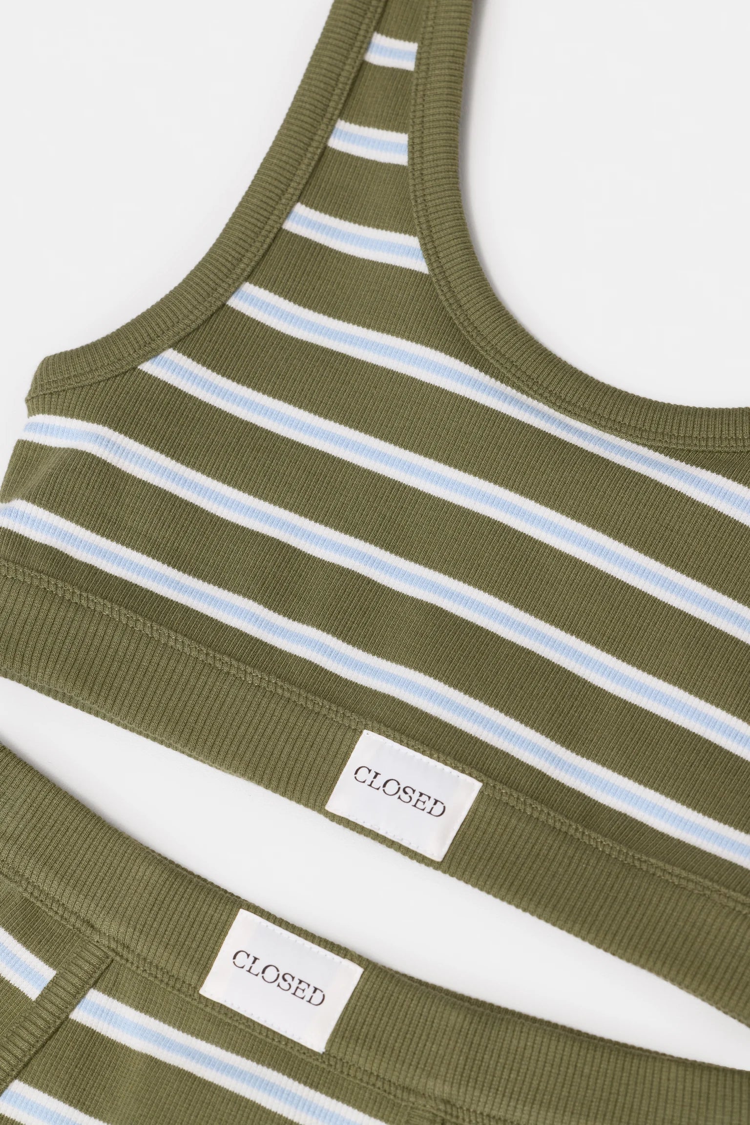 Closed Bralette Striped Hunter Green