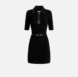 Elisabetta Franchi Kleid Bouclé Strick Nero