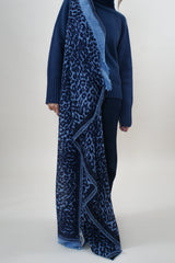 Friendly Hunting Tuch Felted Stole Cheetah Indigo