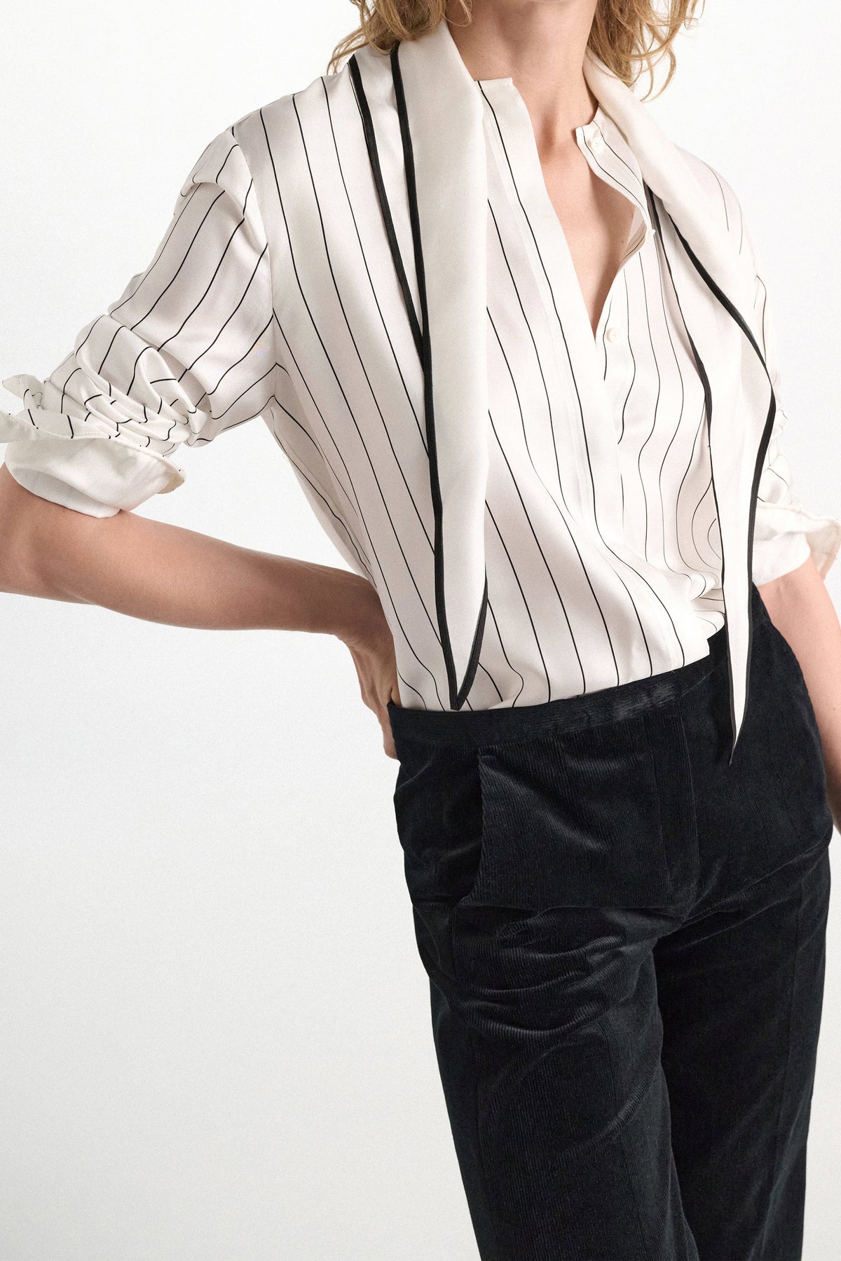 Dorothee Schumacher Bluse Stripes With A Twist Strip Black