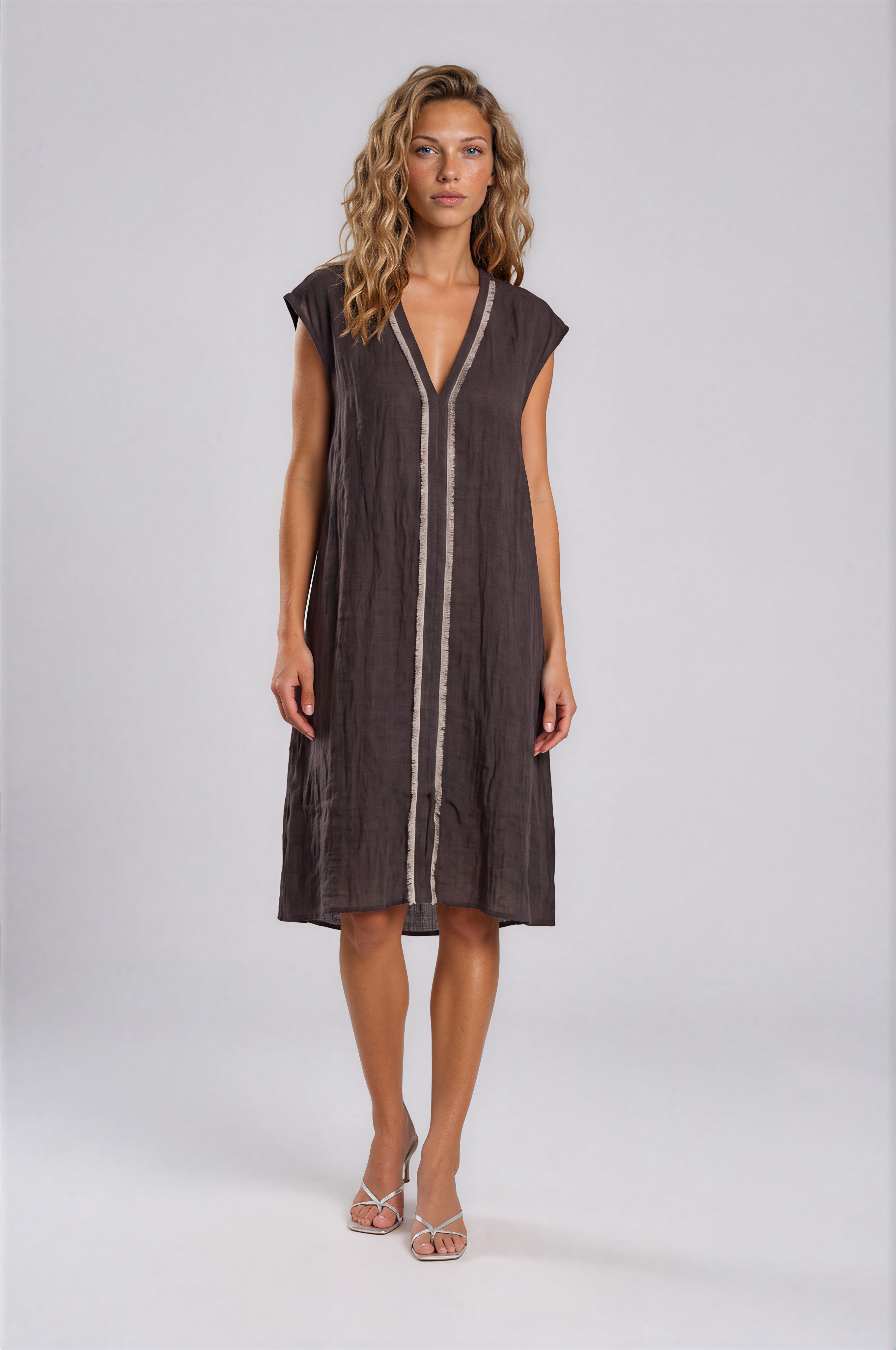 120% Lino Kleid Fumo