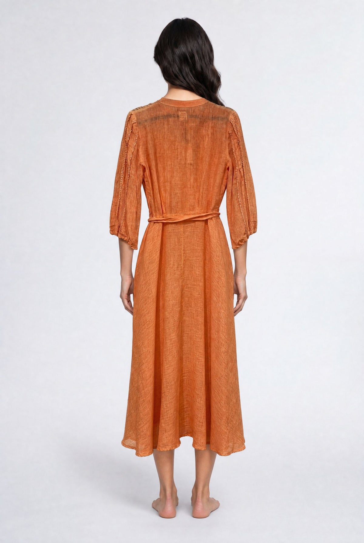 120% Lino Kleid Orange
