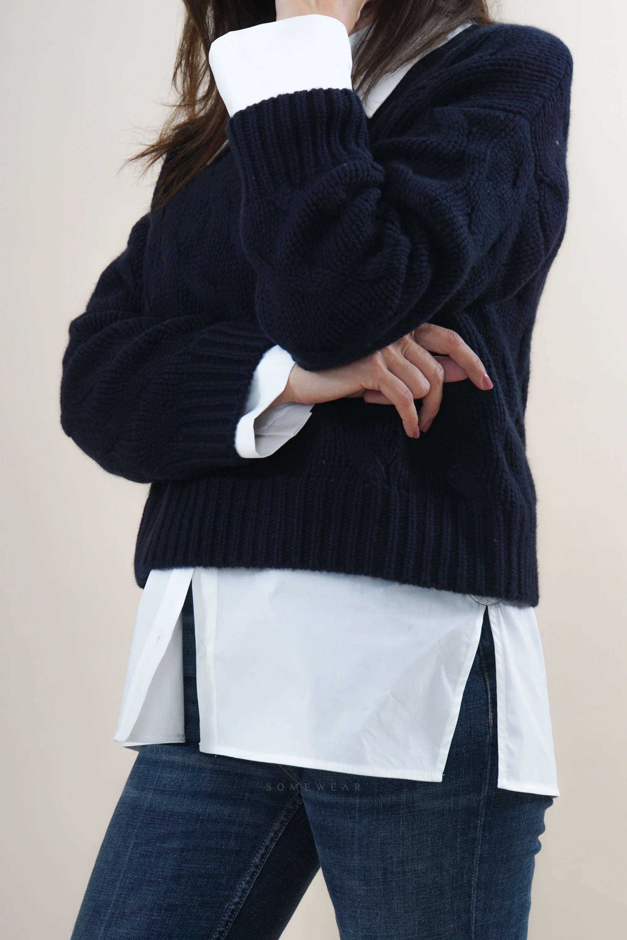 Herzens Crewneck Zopf Marine