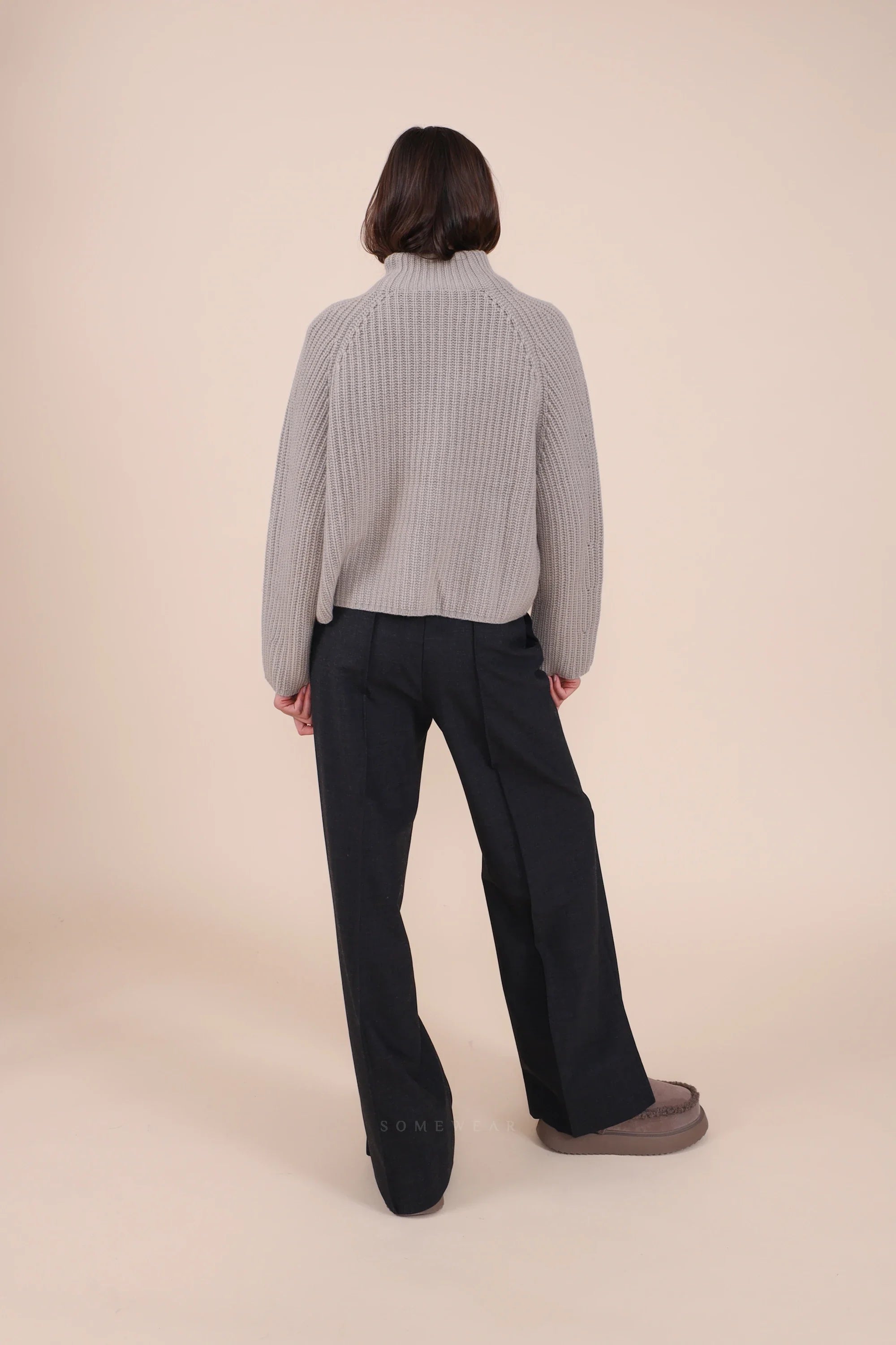 Heart-shaped Knit Sweater Taupe