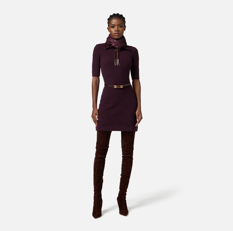 Elisabetta Franchi Dress Bouclé Knit Merlot