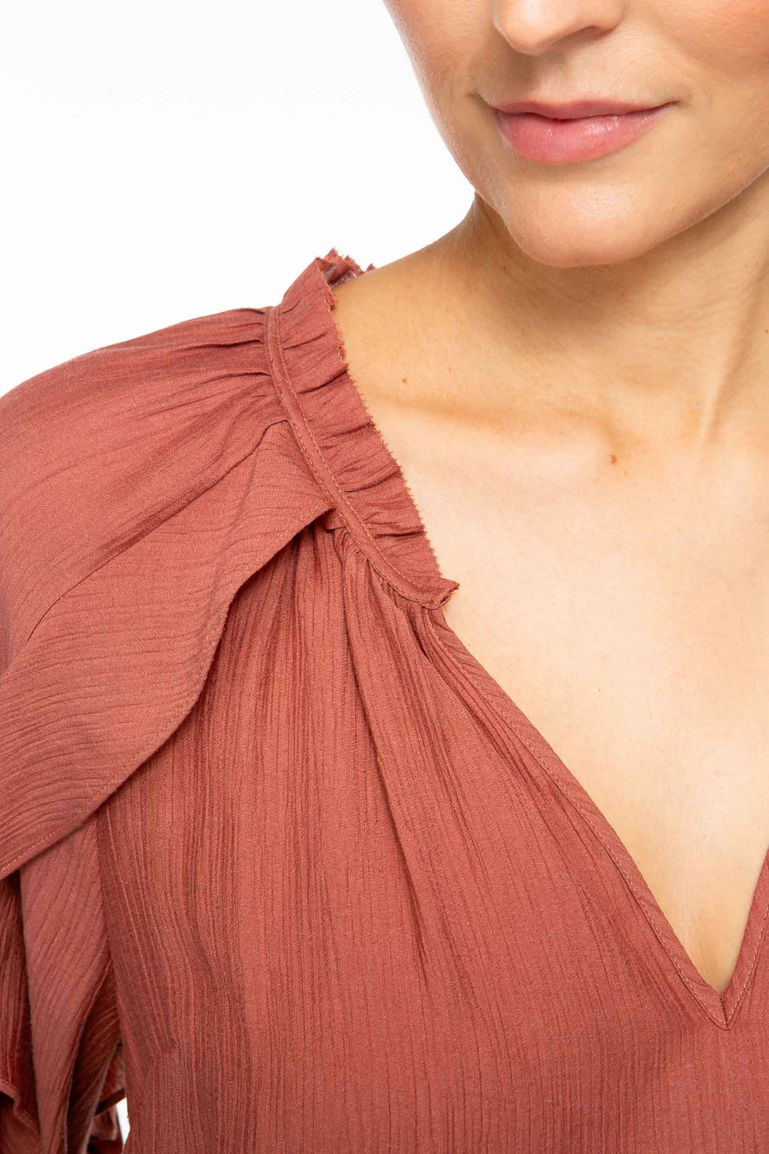 IVI Bluse Frill Bordeaux