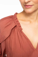 IVI Bluse Frill Bordeaux