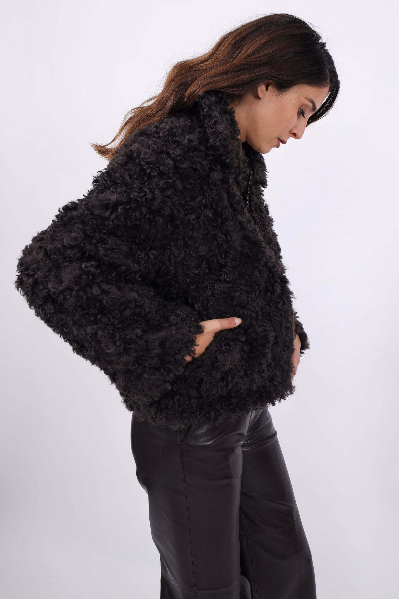 Absurd Jacke Teddy Curly Dark Brown