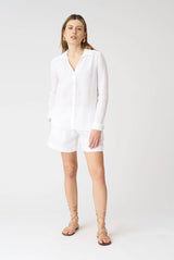 120% Lino Bluse Weiß