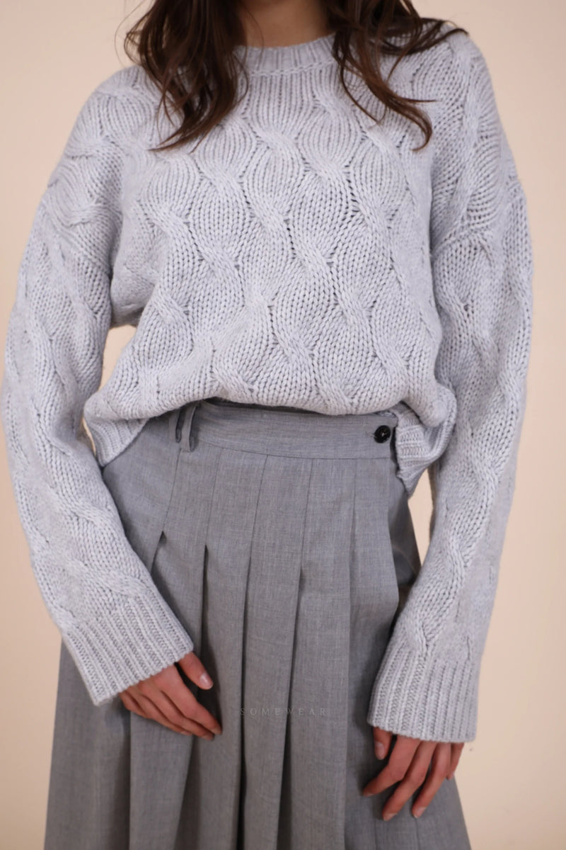 Herzensangelegenheit Crewneck Zopf Aluminium