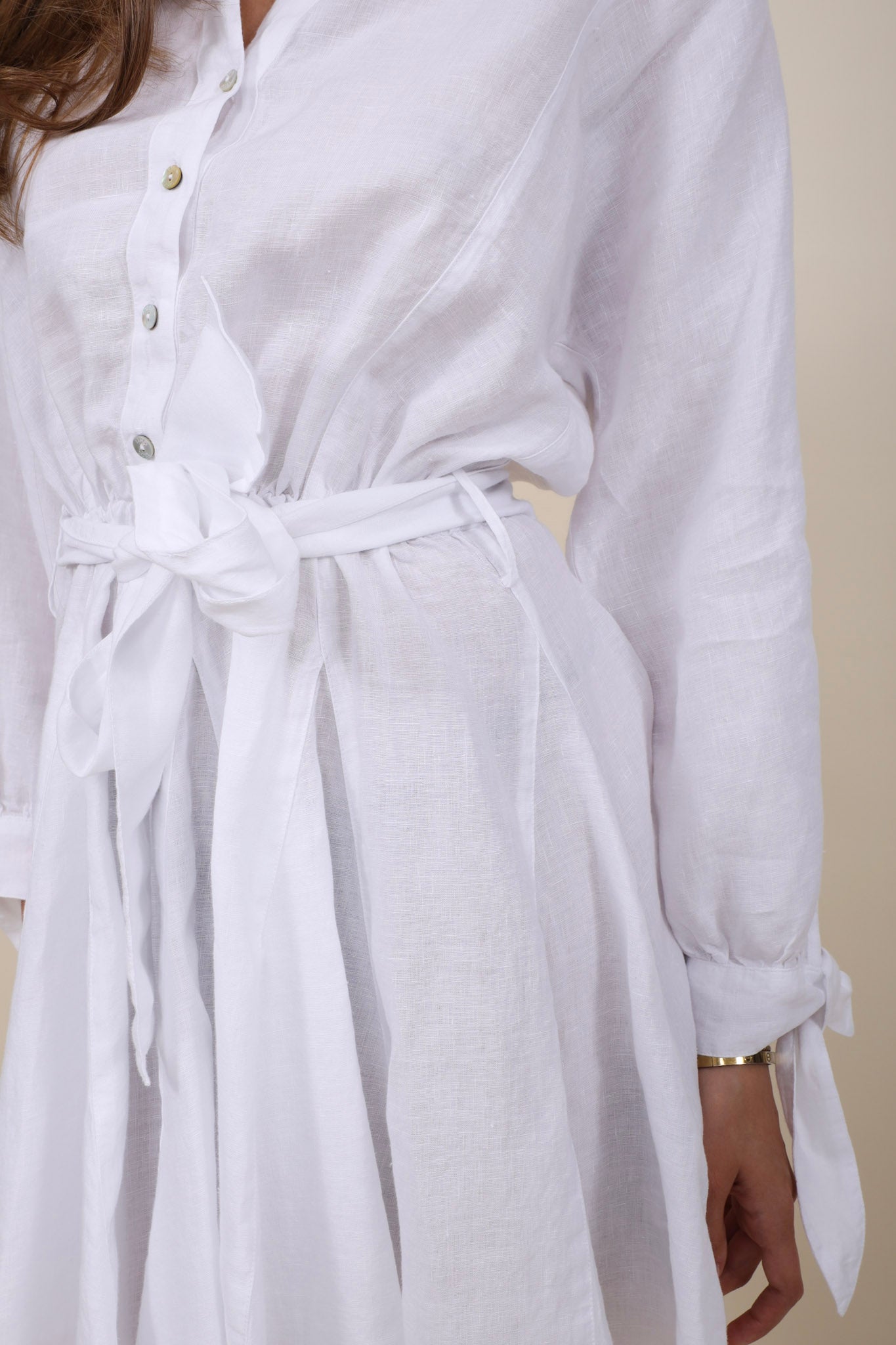 120% Lino Kleid Bindegürtel