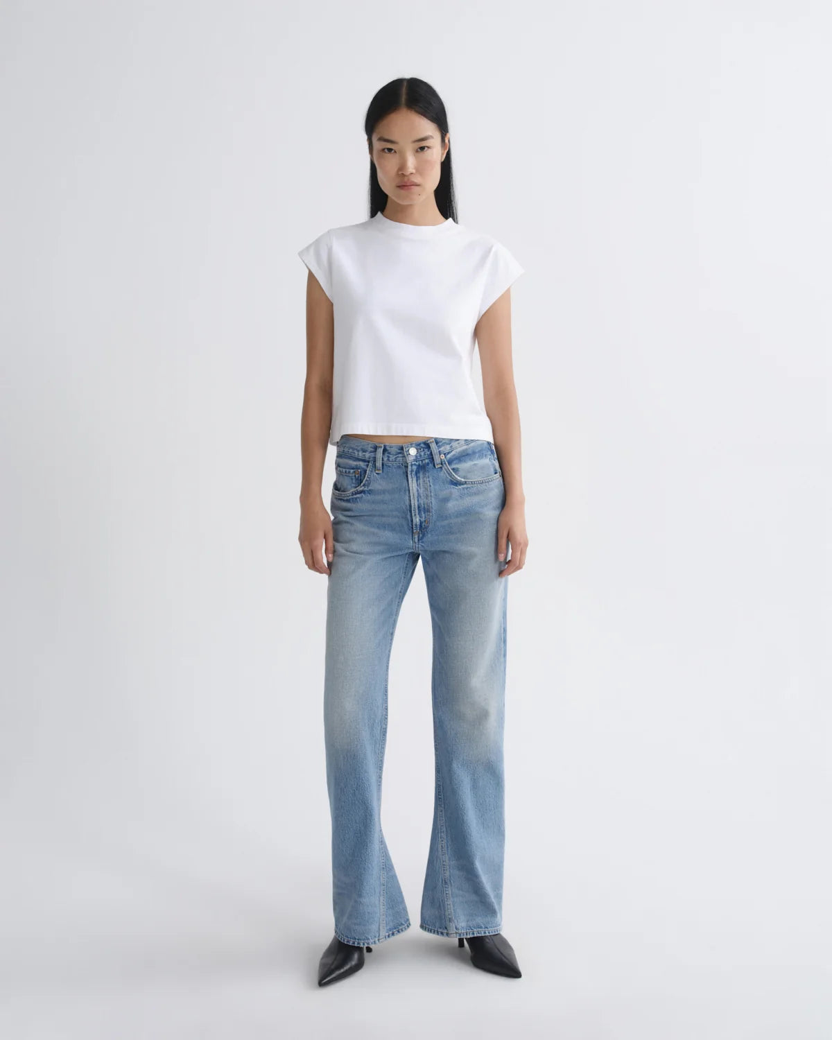 Agolde Bryce T-Shirt Cap Sleeve Tee White