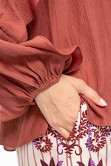 IVI Bluse Frill Bordeaux