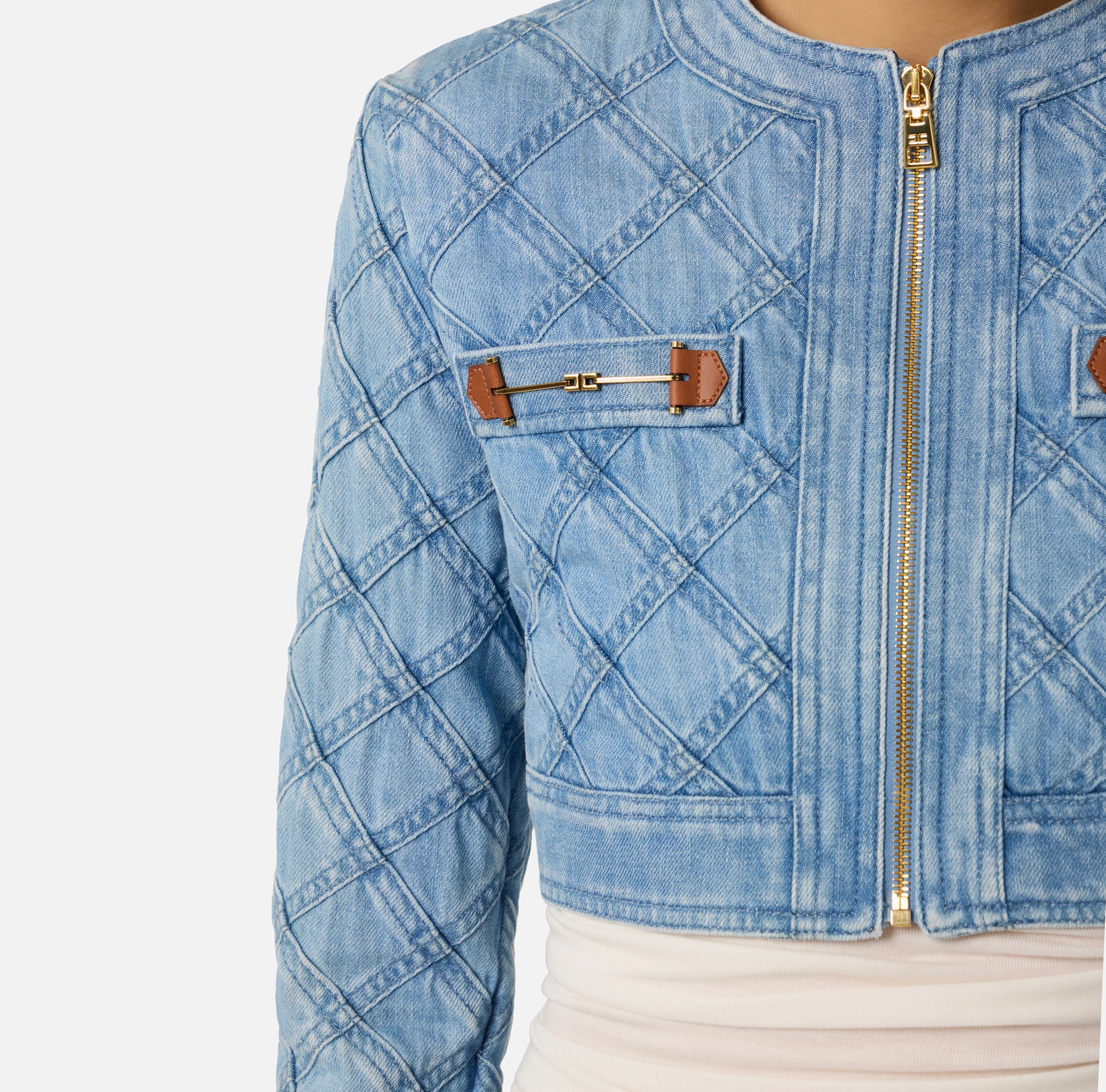 Elisabetta Franchi Denim Diamond Jacket
