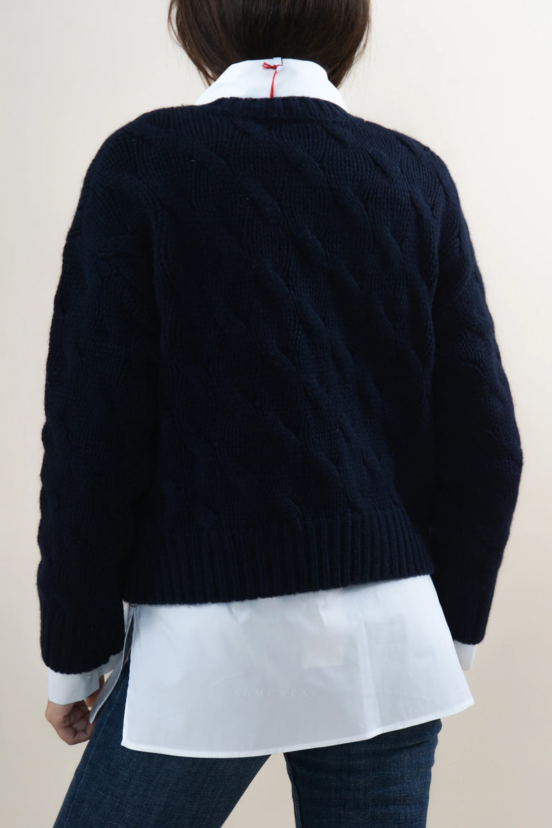 Herzensangelegenheit Crewneck Zopf Marine