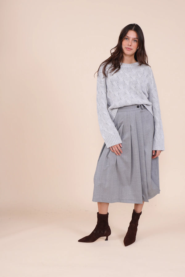 Herzensangelegenheit Crewneck Zopf Aluminium