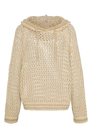 Liv Bergen Hoodie Crochet Plain Beige