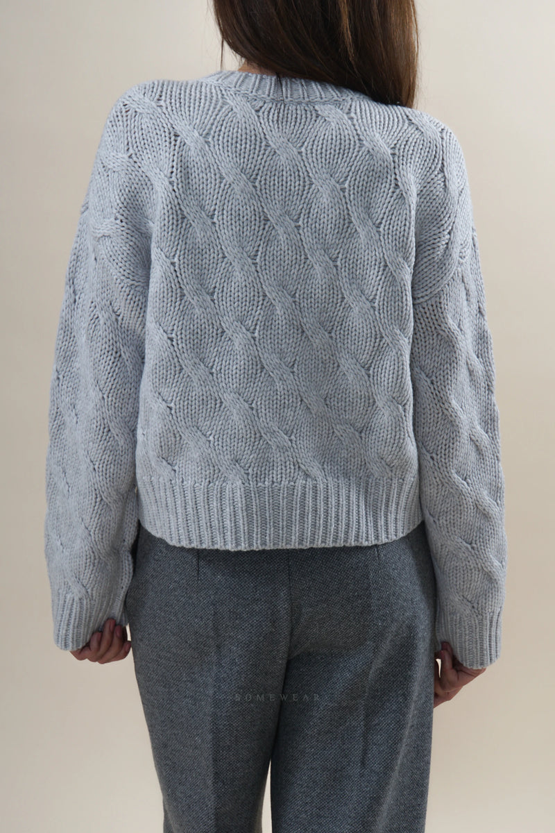 Herzensangelegenheit Crewneck Zopf Aluminium