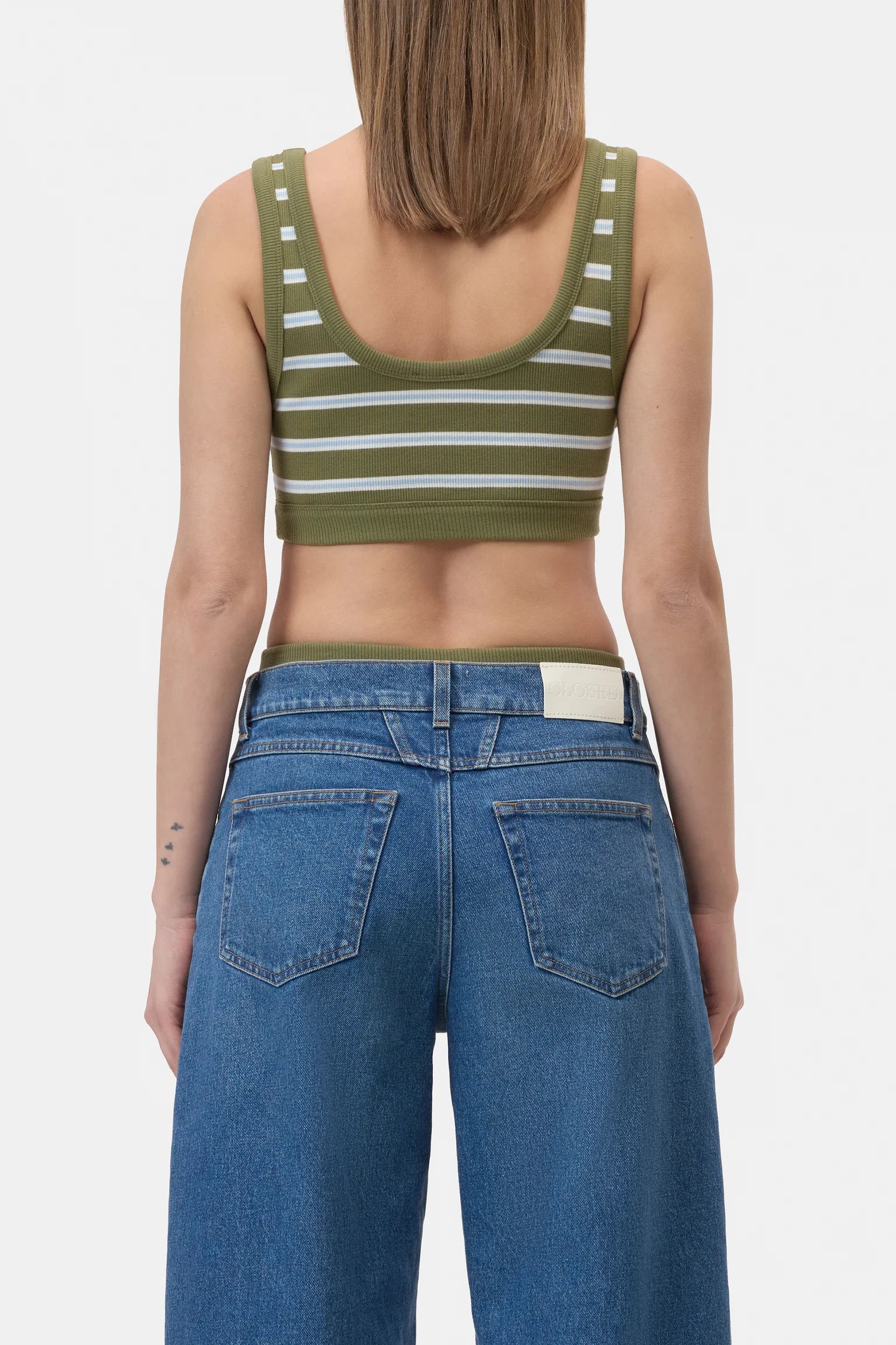 Closed Bralette Striped Hunter Green