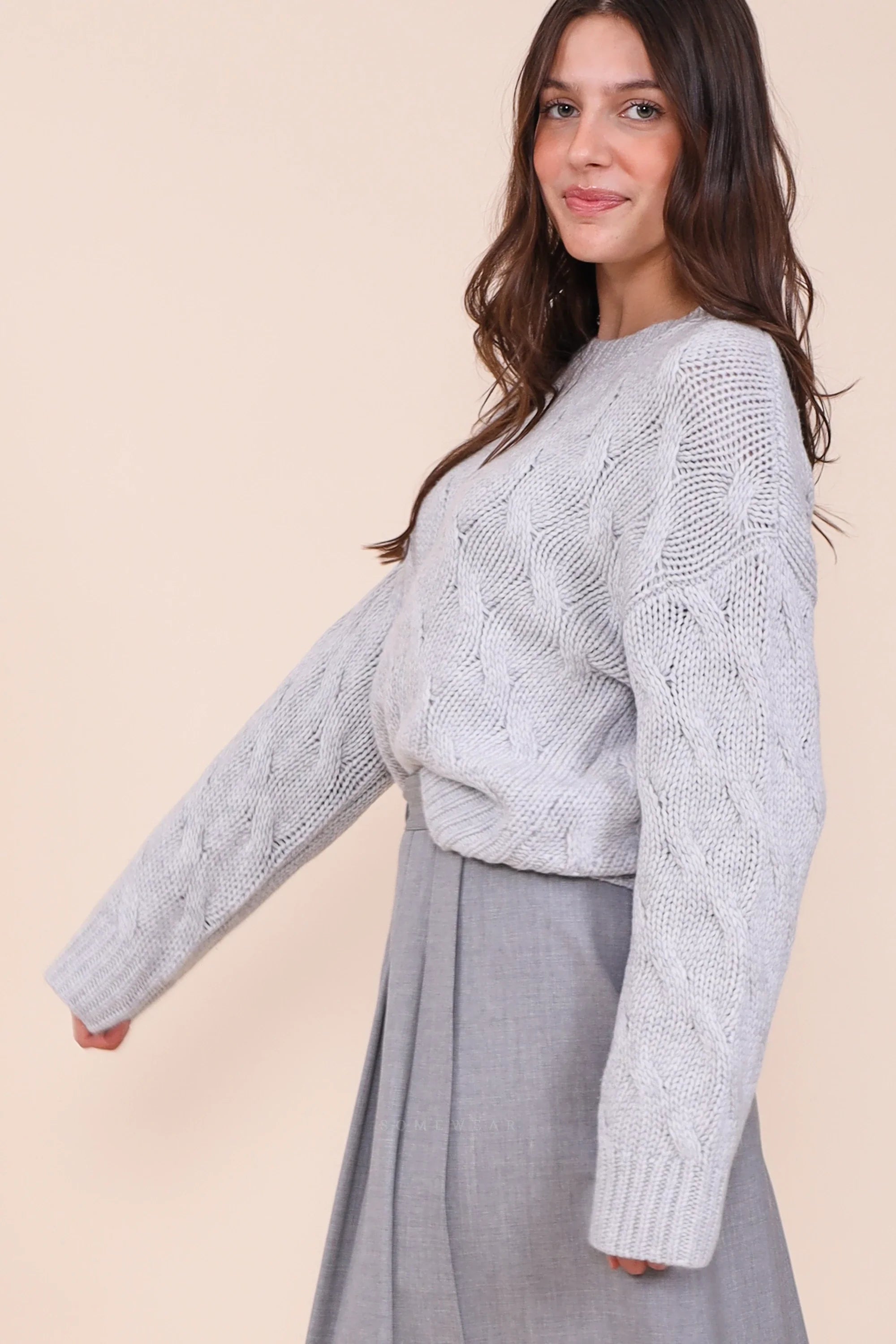 Herzens Crewneck Zopf Aluminium