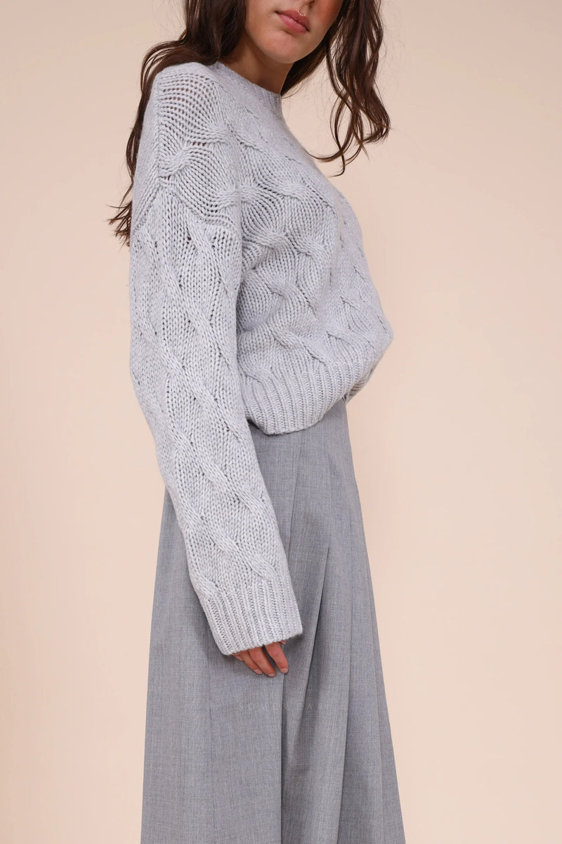 Herzensangelegenheit Crewneck Zopf Aluminium