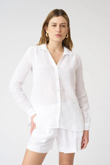 120% Lino Bluse Weiß