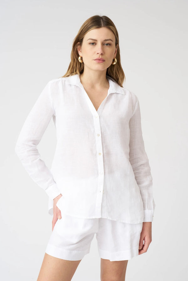 120% Lino Bluse Weiß