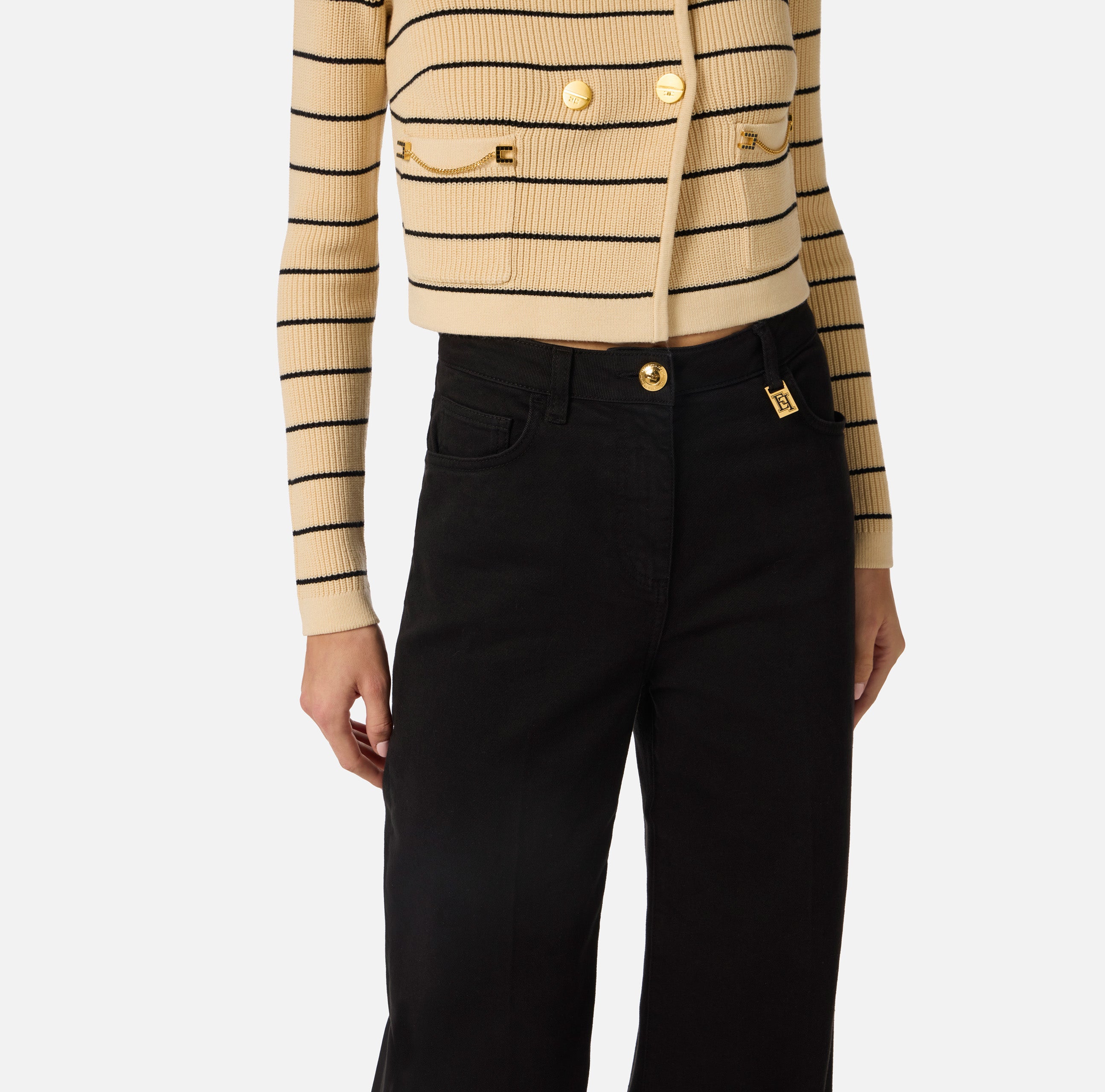 Elisabetta Franchi Jeans Palazzo Emblem