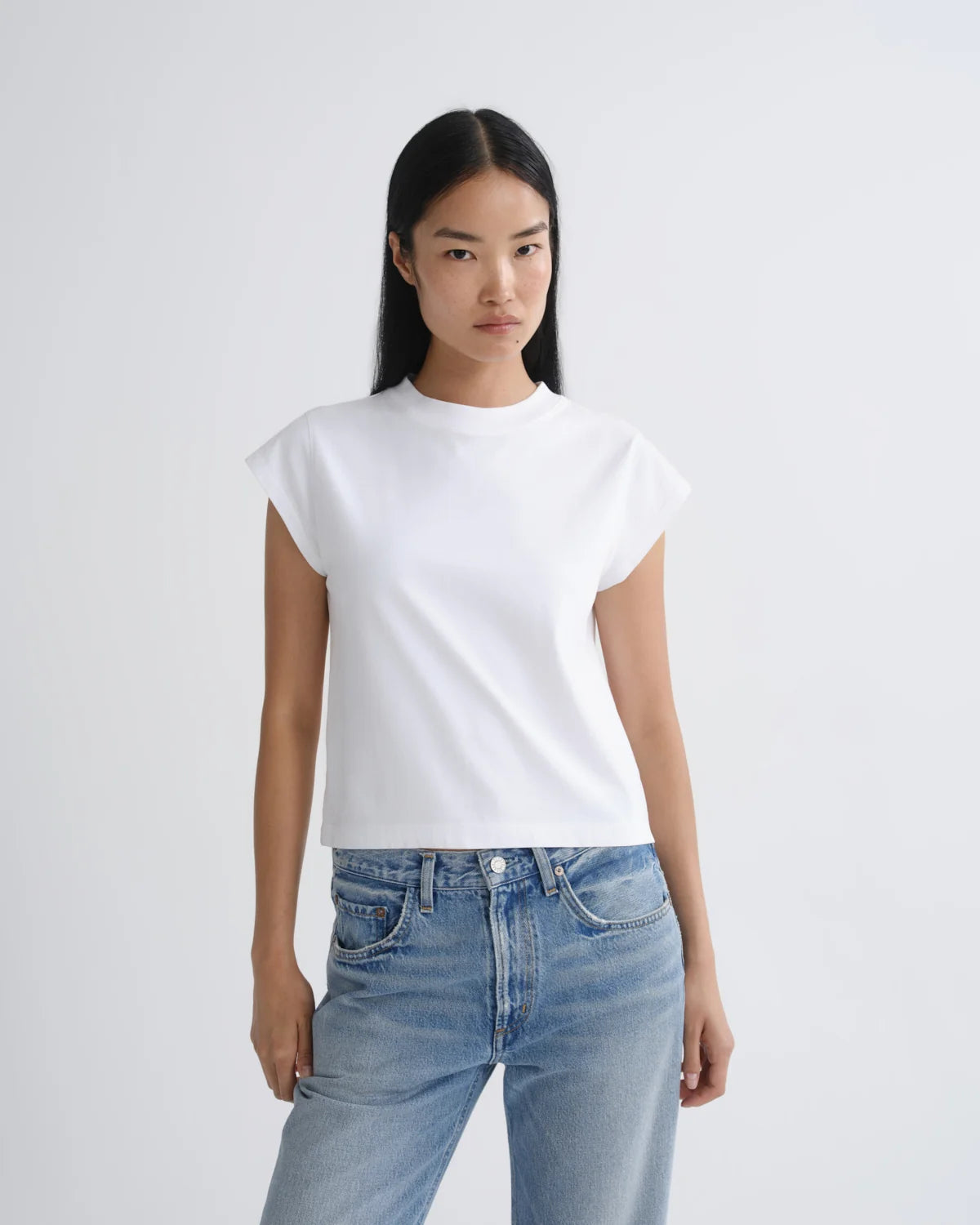 Agolde Bryce T-Shirt Cap Sleeve Tee White