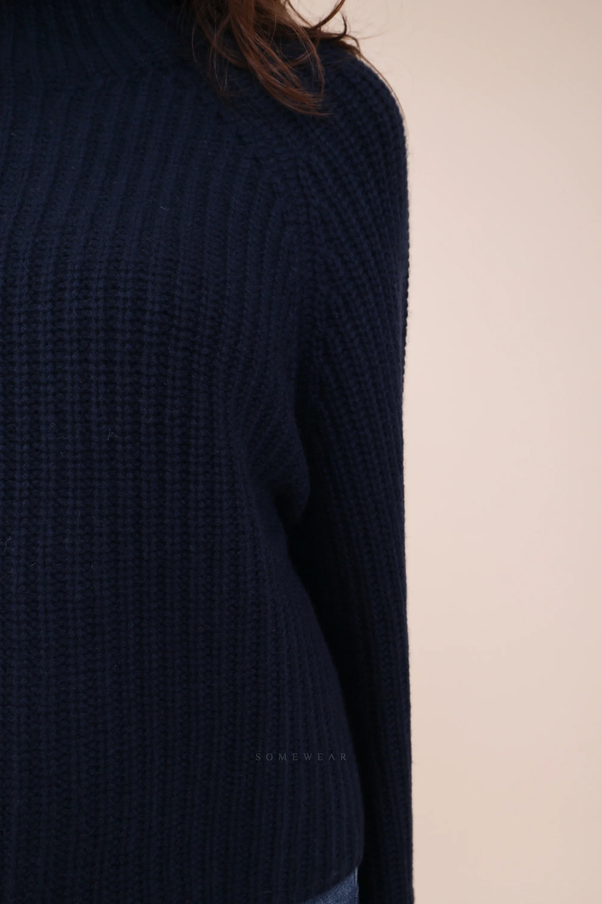 Heart-shaped Knit Sweater, Navy