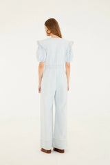Farm Rio Jumpsuit Denim Pleats