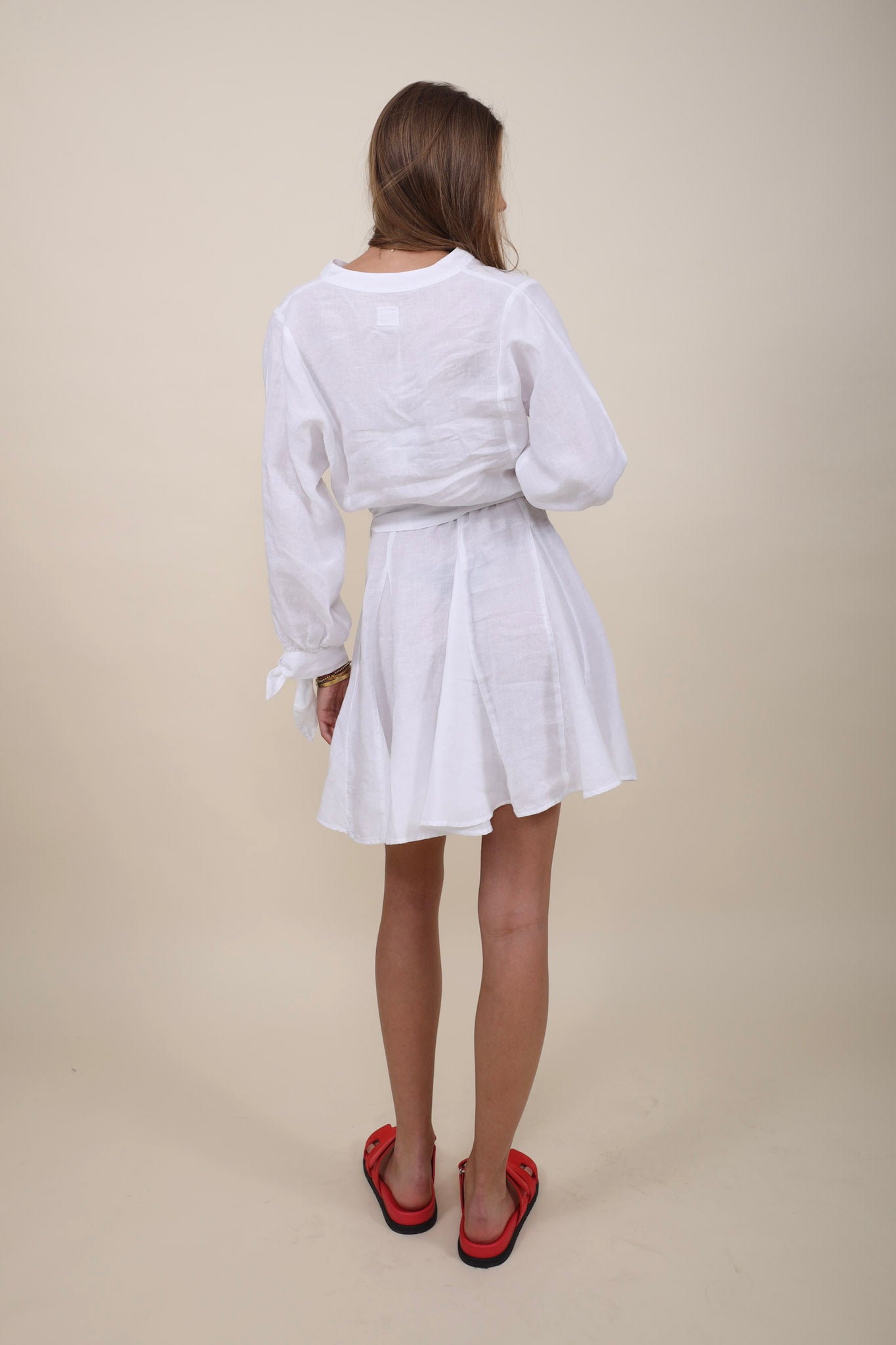 120% Lino Dress with Tie Belt