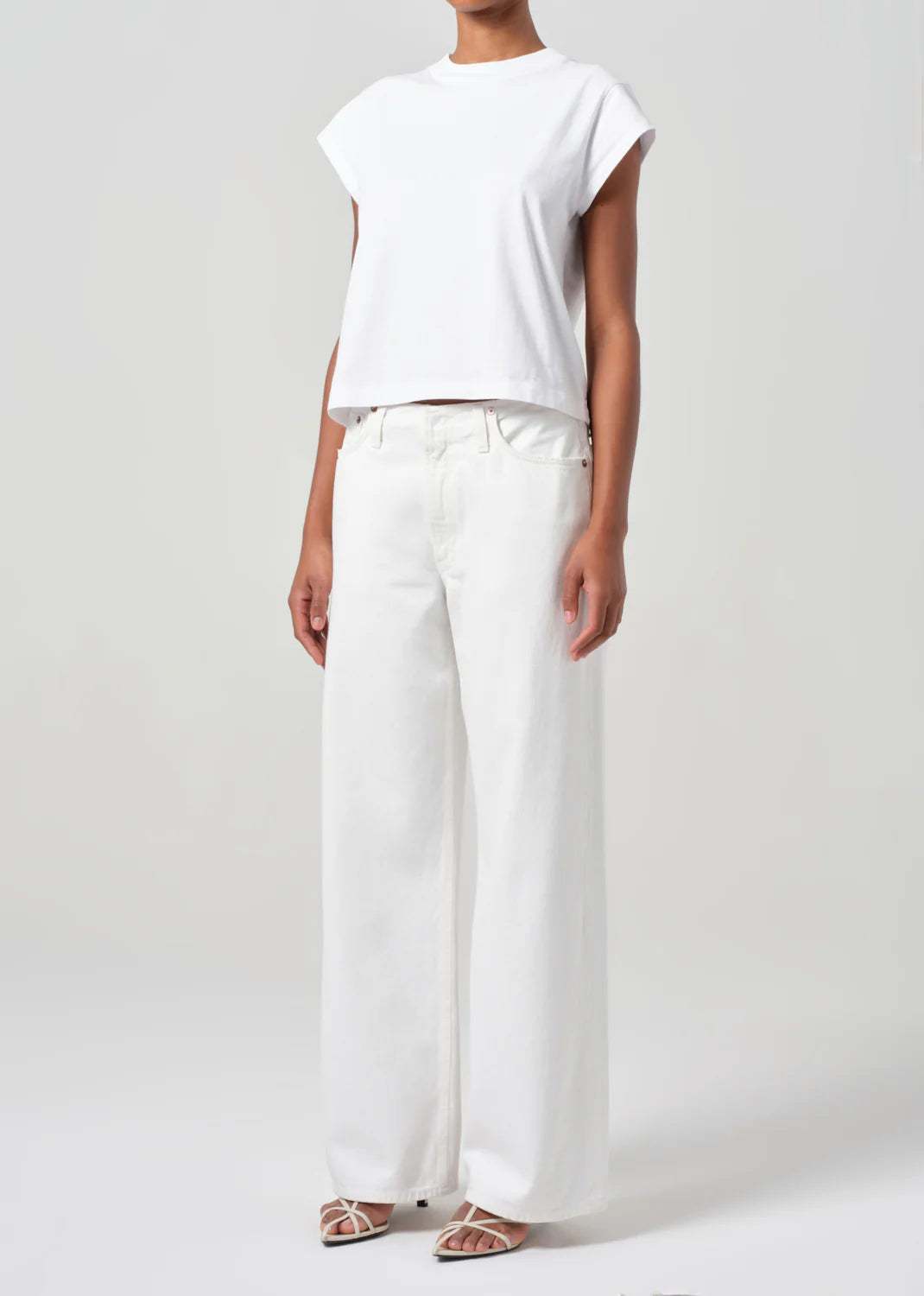 Agolde T-Shirt Bryce Cap Sleeve White