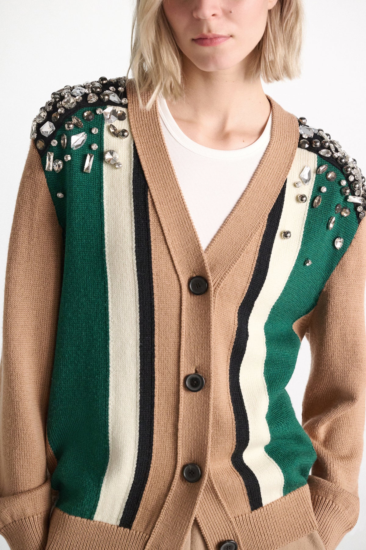 Dorothee Schumacher Cardigan Embellished Coolness Green Black