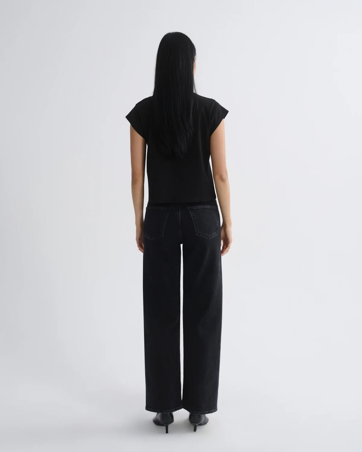 Agolde Bryce T-Shirt Cap Sleeve Tee Black