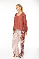 IVI Bluse Frill Bordeaux