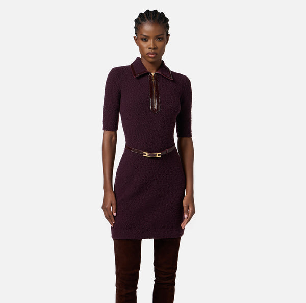 Elisabetta Franchi Dress Bouclé Knit Merlot
