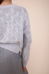 Herzensangelegenheit Crewneck Zopf Aluminium