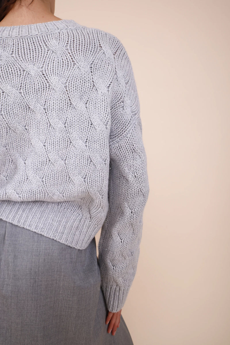 Herzensangelegenheit Crewneck Zopf Aluminium