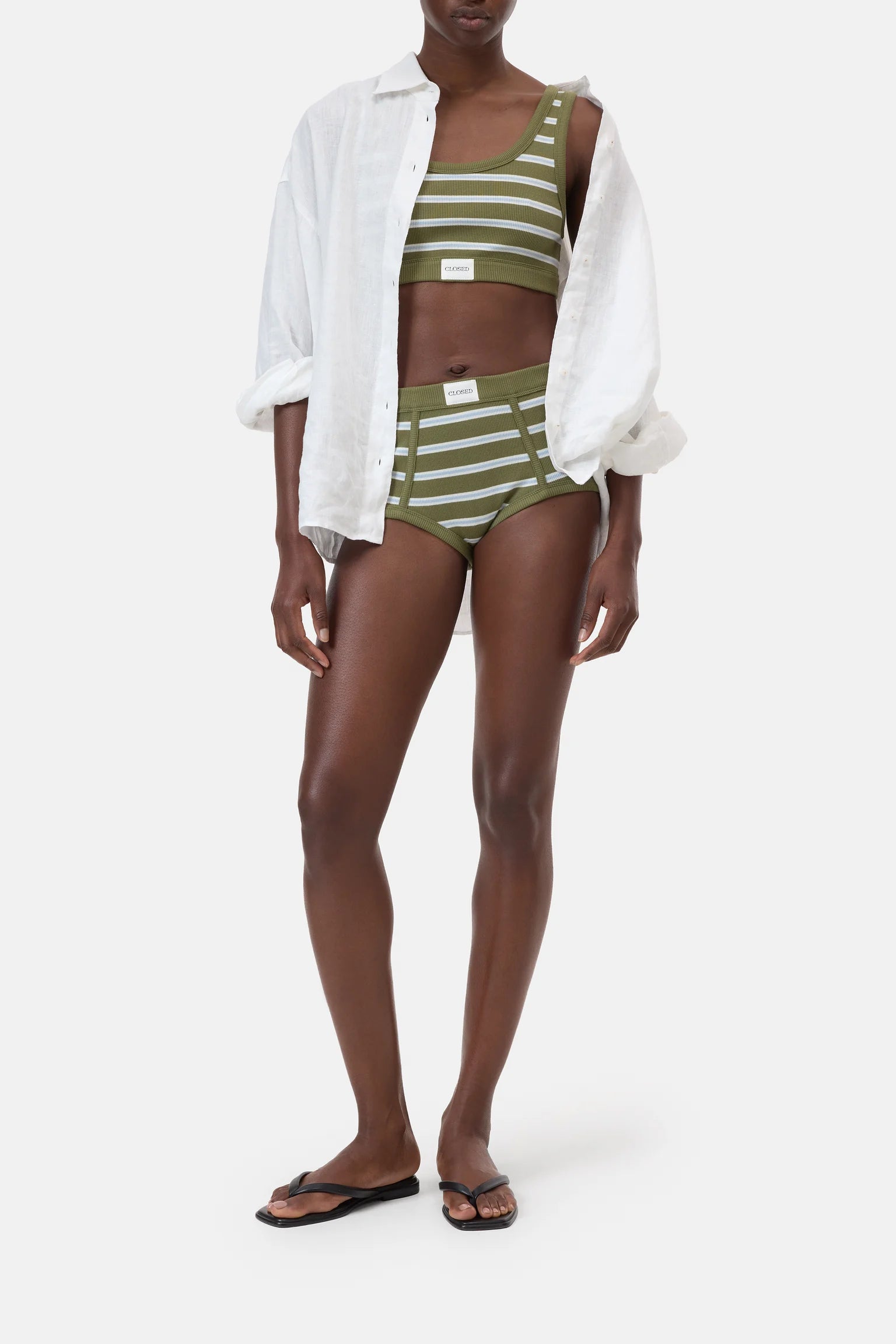 Closed Brief Striped Hunter Green