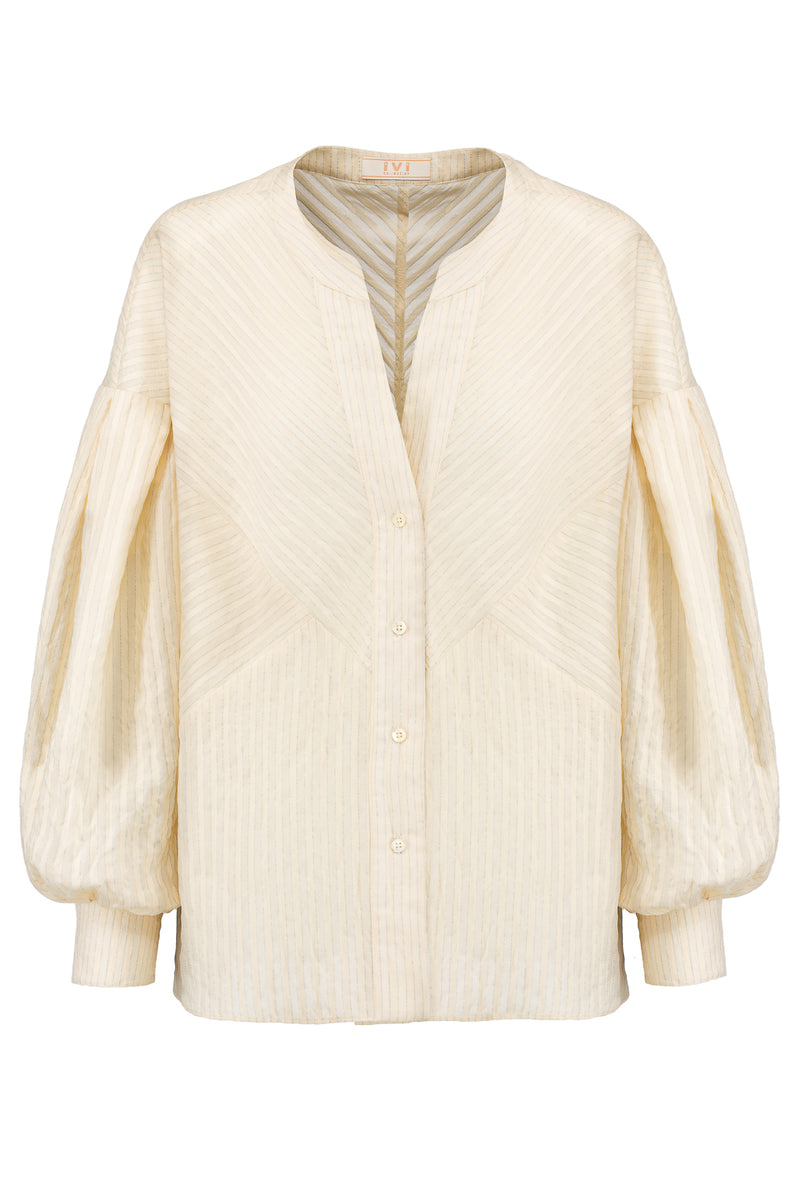 IVI Collection Bluse Stripes Ivory