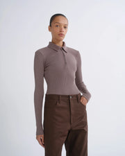 Agolde Poloshirt Amica Mauvine