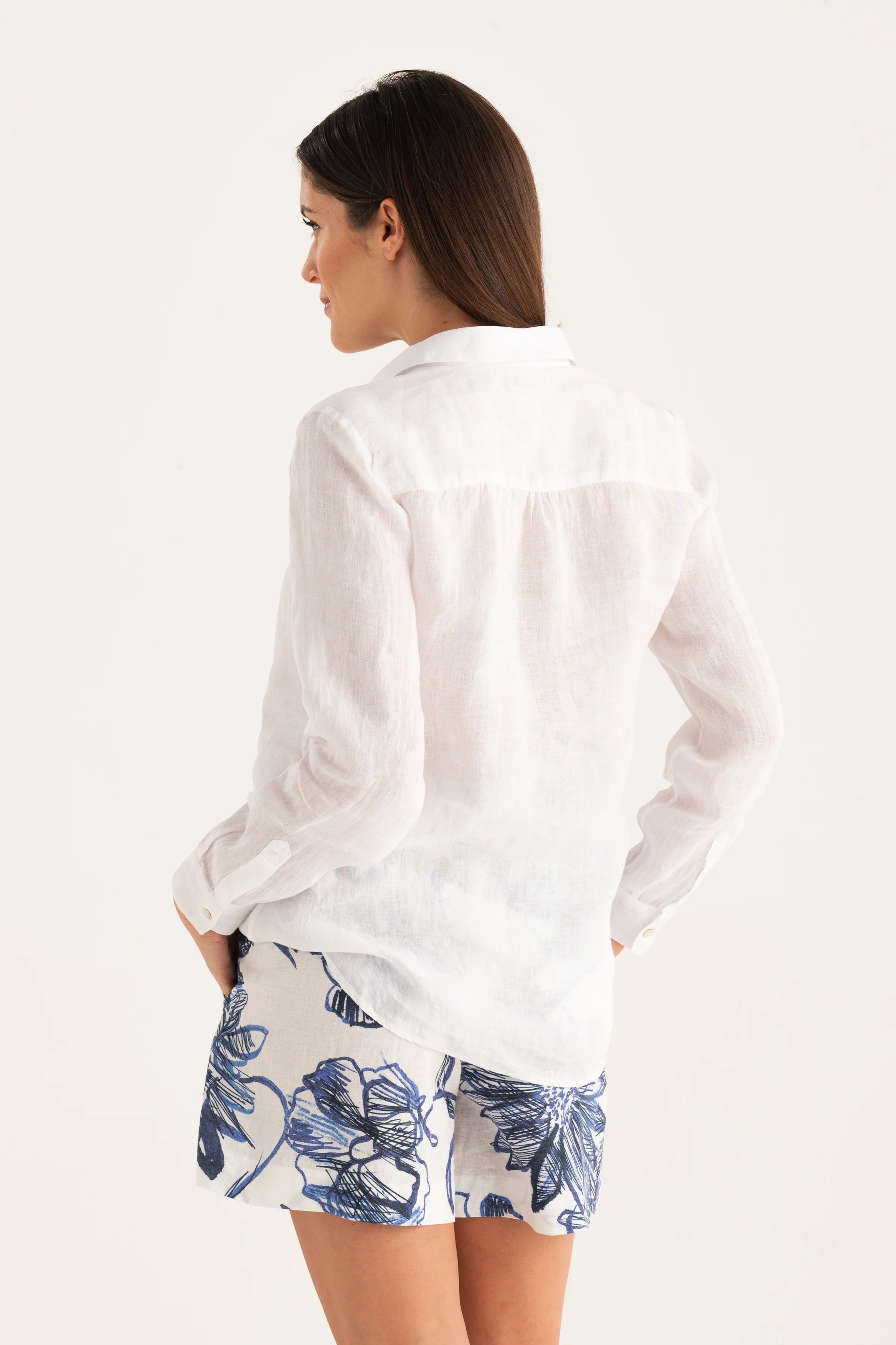 120% Lino Blouse V-Neck White