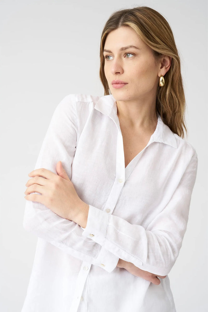 120% Lino Bluse Weiß