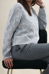 Herzensangelegenheit Crewneck Zopf Aluminium