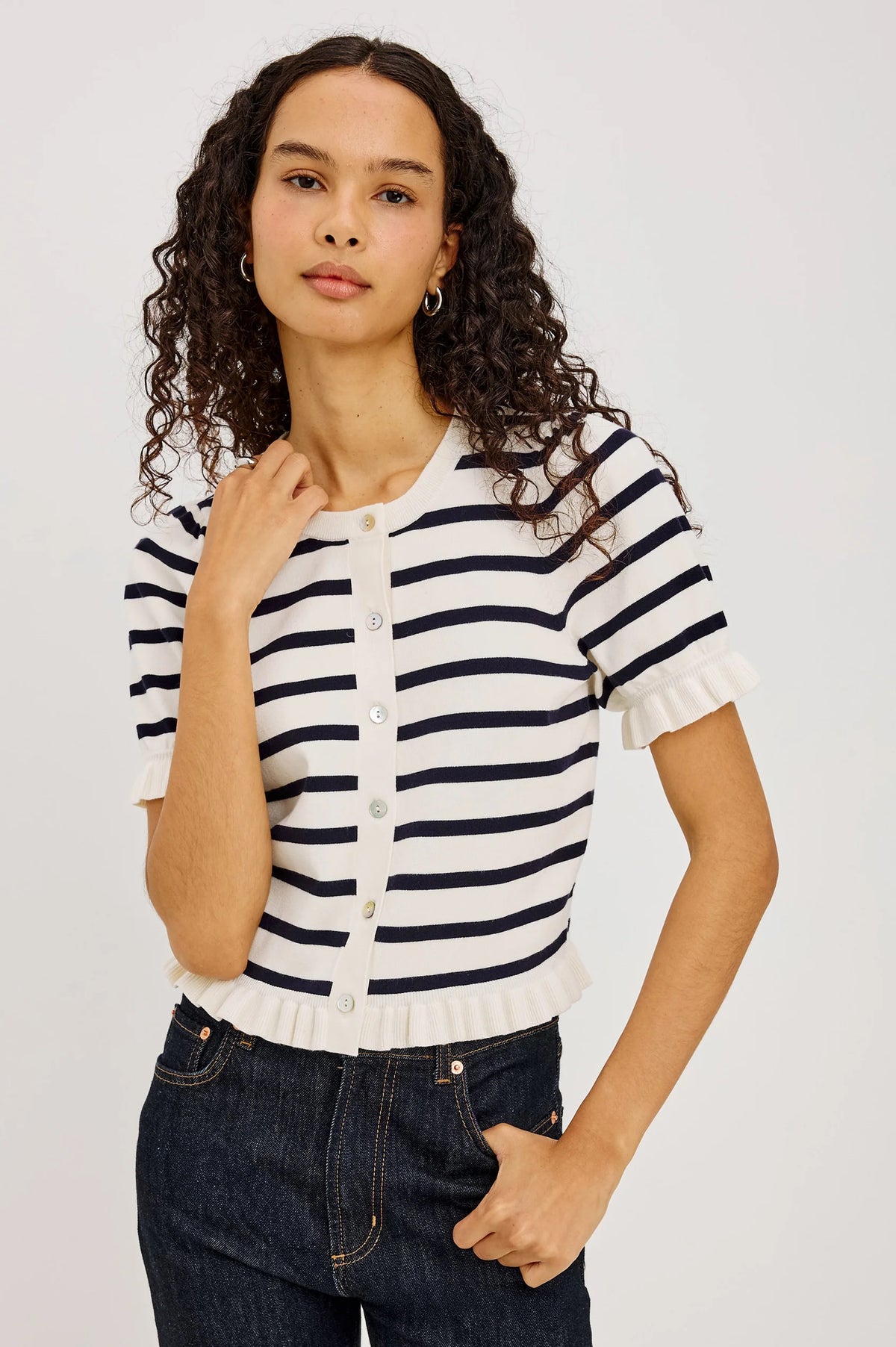 Rails Top Lora Ivory Stripe