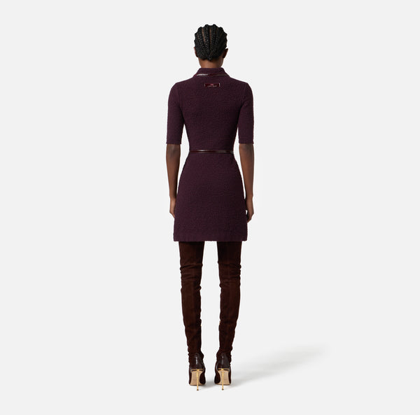 Elisabetta Franchi Dress Bouclé Knit Merlot
