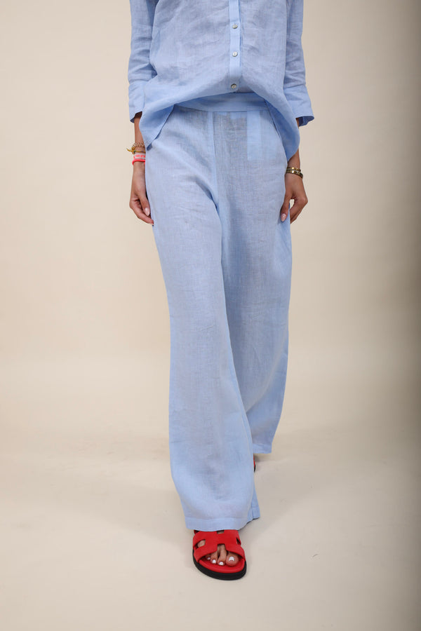 120% Lino Marlenehose Skyblue